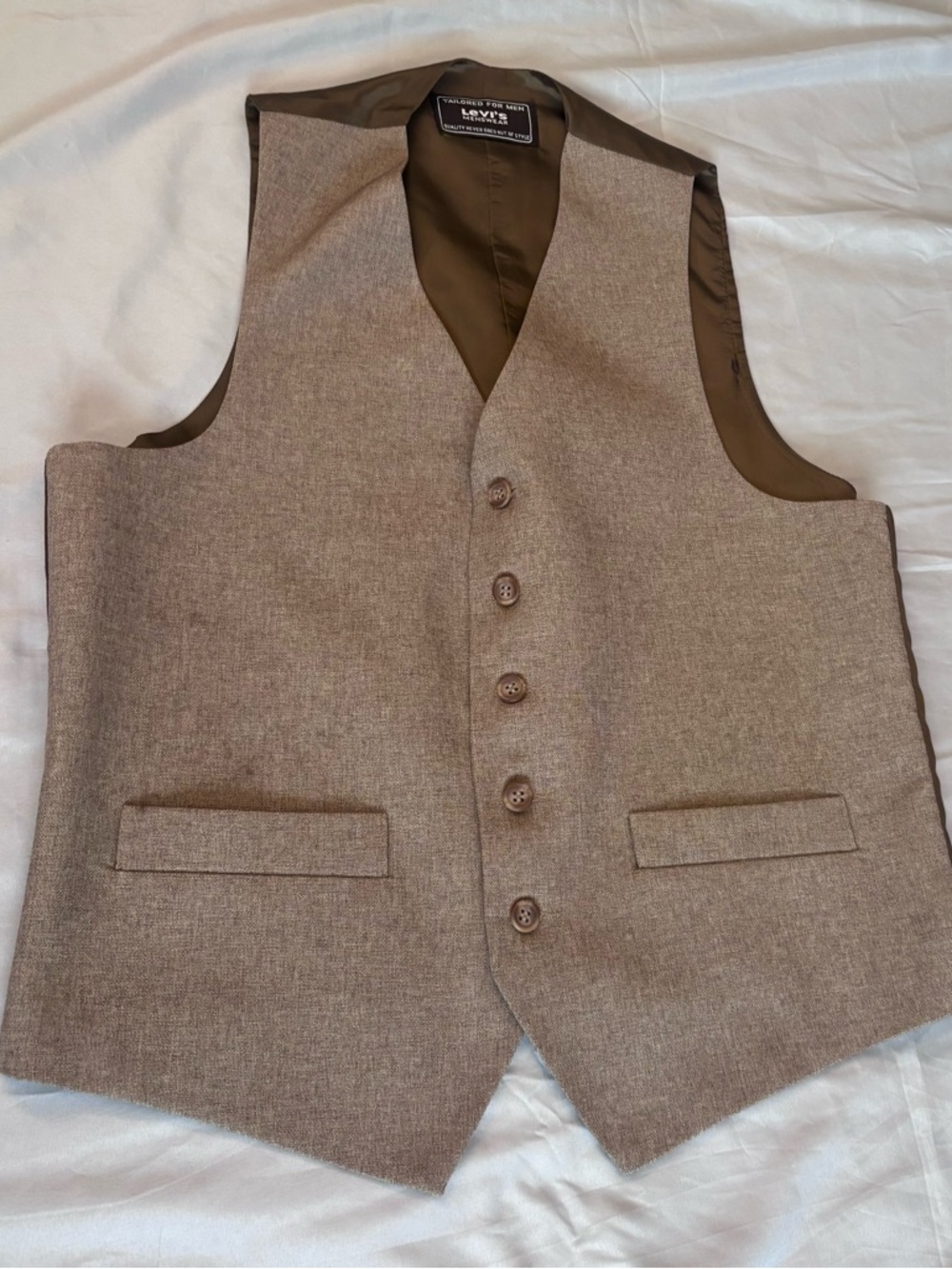 Vintage Levis Action Suit Vest Menswear Waist Coat 70s Tailored